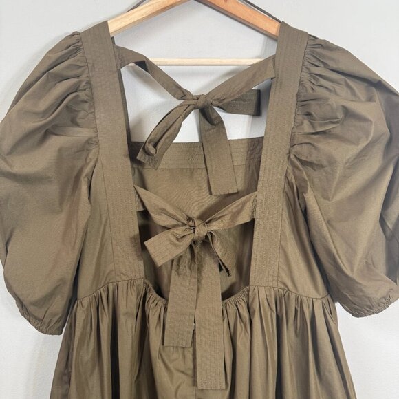 En Saison Gilda Tie-Back Poplin Mini Dress Women's Small Brown Tiered Boho NWT - Picture 11 of 16